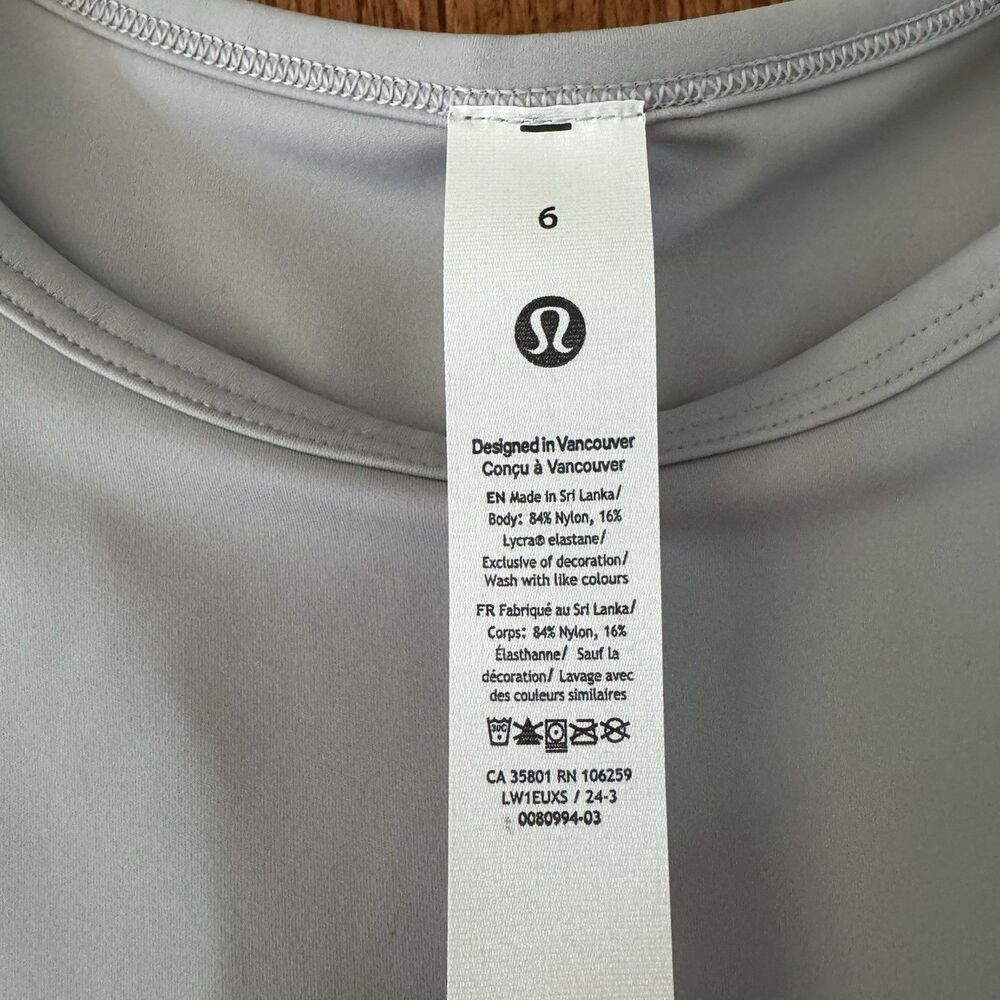 Lululemon Nulux Racerback Cropped Run Tank Women’s Size 6 Silver Lightweight NWT - Picture 8 of 9